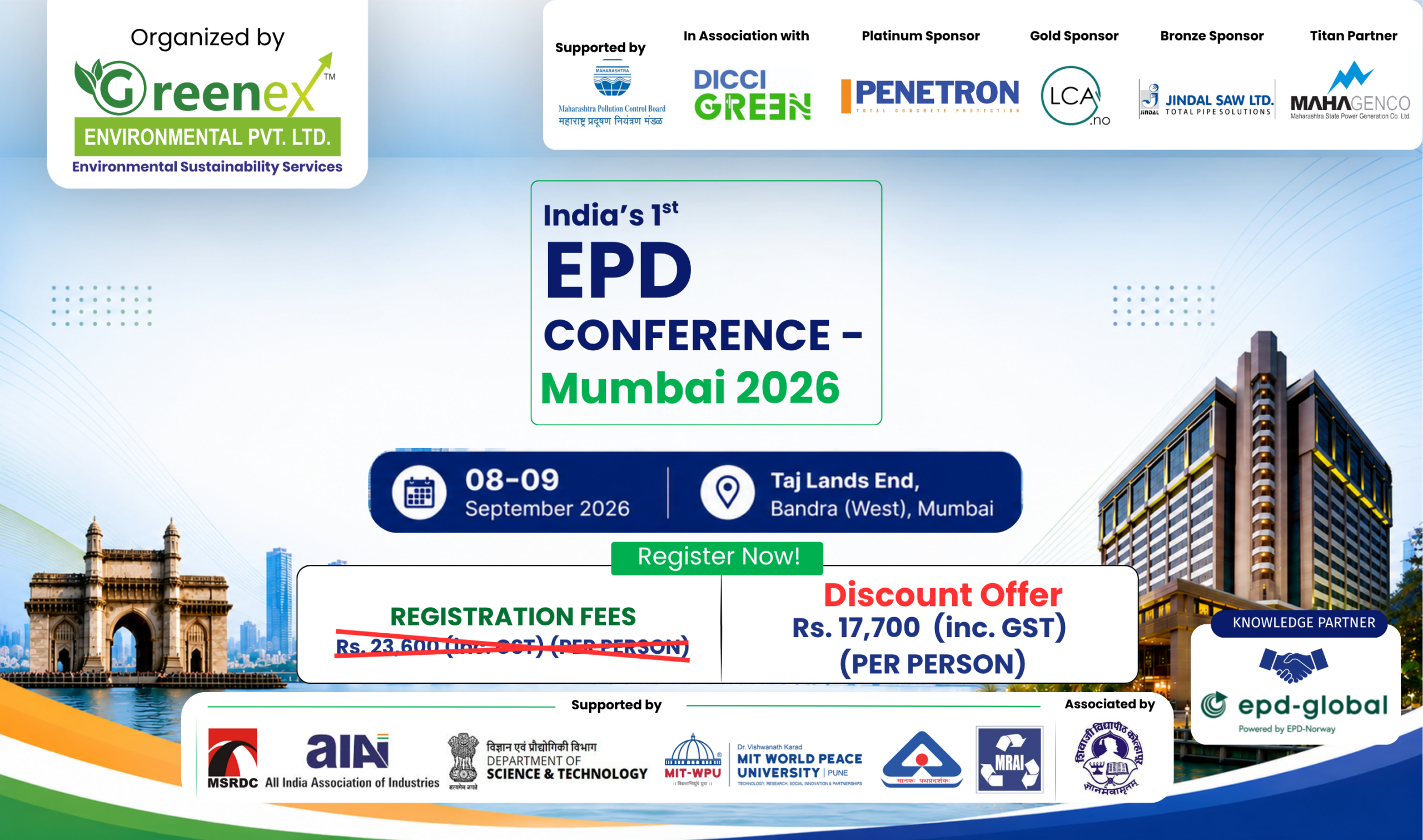 India's 1st EPD Conference Mumbai 2026 - 08-09 September 2026 at Taj Lands End, Bandra West, Mumbai